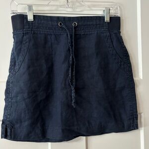 ATHLETA Linen NAVY‎ SKIRT Pockets SOFT WAISTBAND Size 0